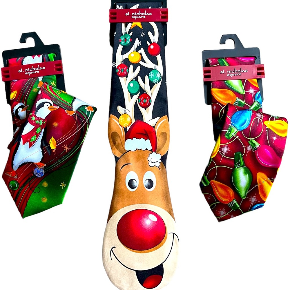 St. Nicholas Square Christmas Ties Lot of 3